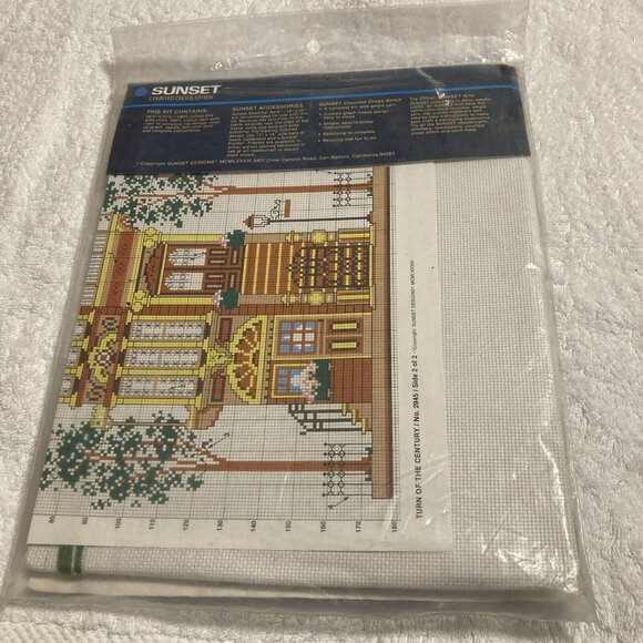 NEW Sunset 2945 Turn of CENTURY 11x14 VTG Counted Cross-Stitch Kit USA - Picture 4 of 4